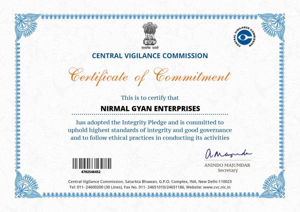 Certificate of Commitment - NIRMAL GYAN ENTERPRISES